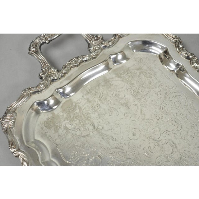 Metal Vintage Taunton Statehouse Victorian Silver Plated Narrow Serving Platter Tray For Sale - Image 7 of 14