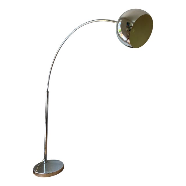 Large Arched Floor Lamp in Chromed Metal, 1970 For Sale
