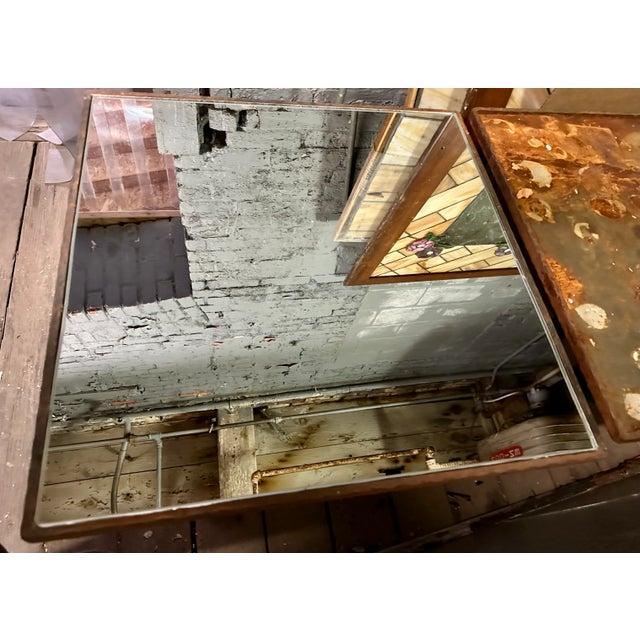 Metal Wrought Iron Side Table With Mirrored Glass For Sale - Image 7 of 7