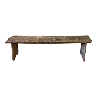 Antique Distressed Salvaged Wood Bench For Sale