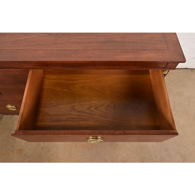 Baker Furniture French Empire Cherry Wood Triple Dresser or Credenza, Newly Refinished For Sale In South Bend - Image 6 of 11