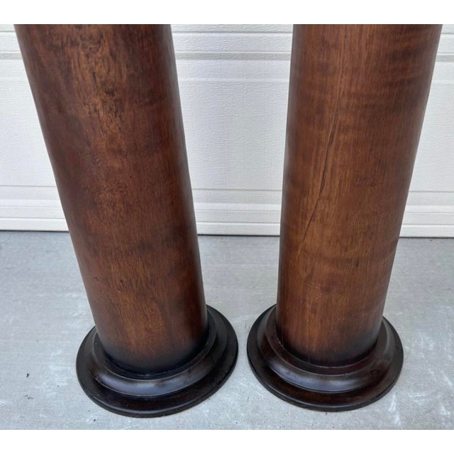 Pair of Custom Vintage Wooden Corinthian Column Pedestals With Capitals For Sale - Image 15 of 18