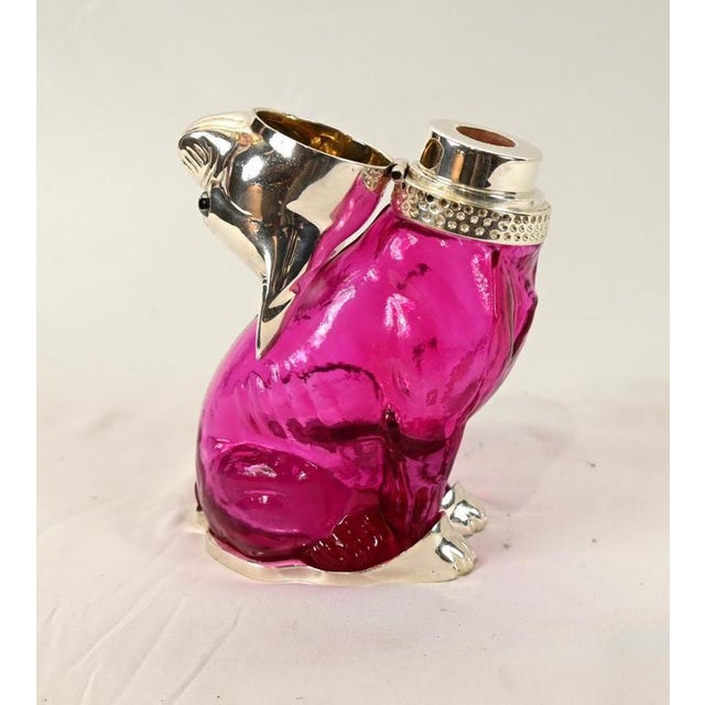 Silver Plate Dog Claret Decanter in Glass For Sale - Image 5 of 7