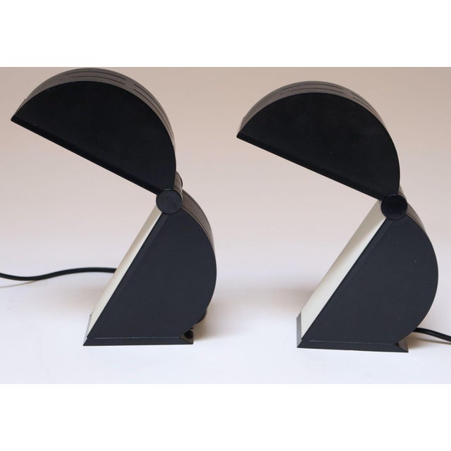 Postmodern 1980s Italian Postmodern Foldable "Disco" Table Lamps by Mario Bertorelle - a Pair For Sale - Image 3 of 15