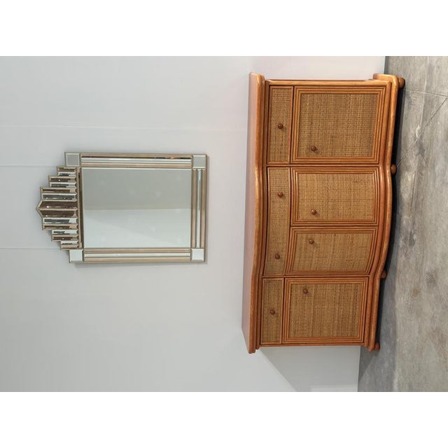 Vintage Rattan and Wood Orange Curved Sideboard, 1980s For Sale - Image 6 of 16