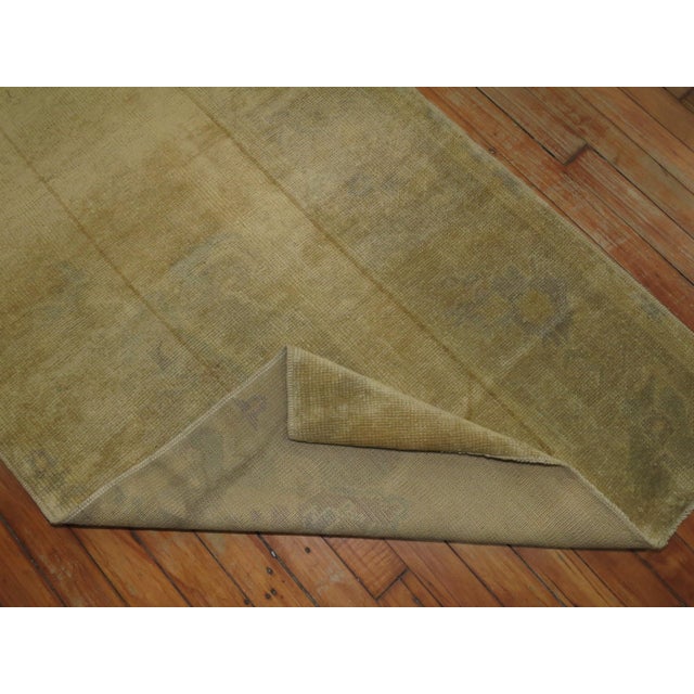 Contemporary Mid 20th Century Pale Gold Turkish Oushak Runner For Sale - Image 3 of 6