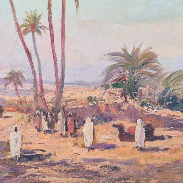 Transport your interior to the sun-drenched landscapes of North Africa with this captivating original oil painting by...
