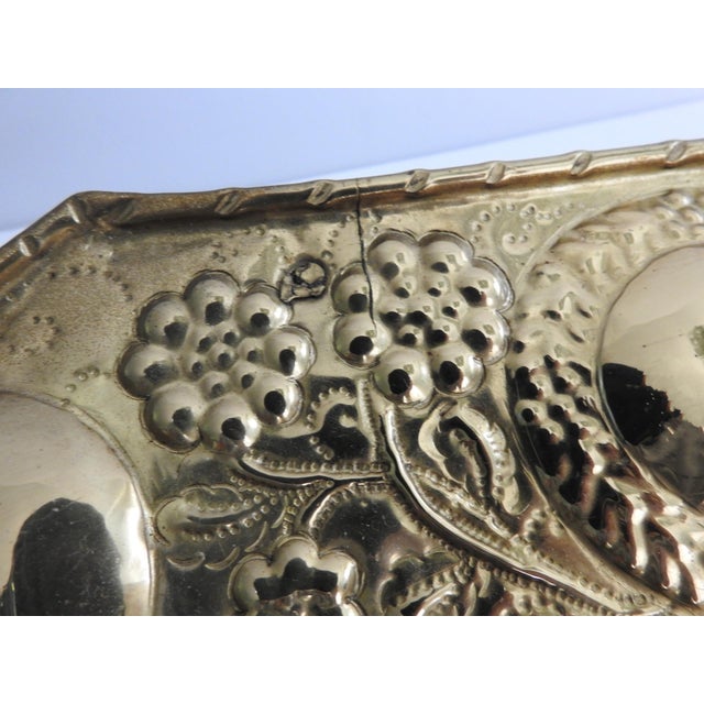 19th Century Dutch Revival Repoussé Brass Octagonal Wall Plaques - A Pair For Sale - Image 13 of 14