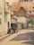Watercolor on board, circa 1910 of a street in France, inscribed on the back "St. Etienne" and "Lt Commander Cobb."...