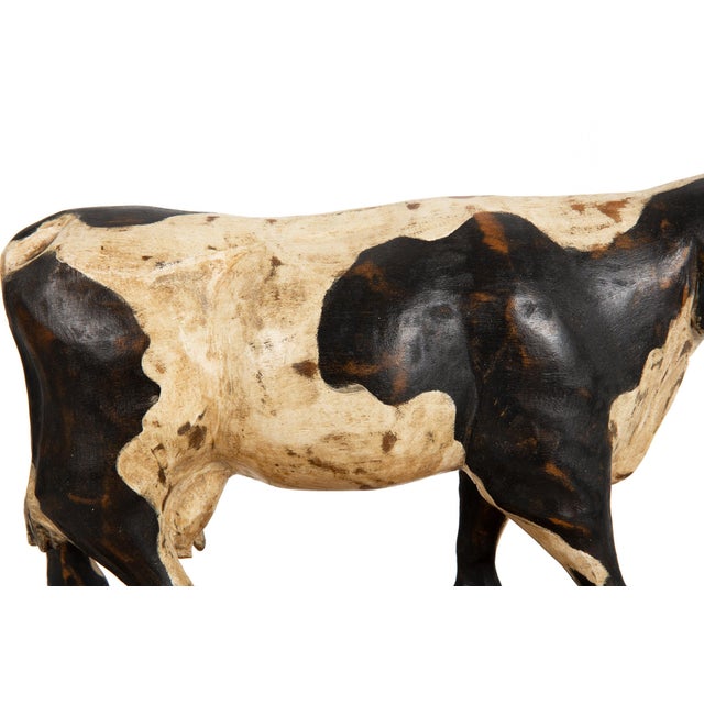 Black 20th Century American Folk Art Whimsical Carved Painted Holstein Cow For Sale - Image 8 of 18