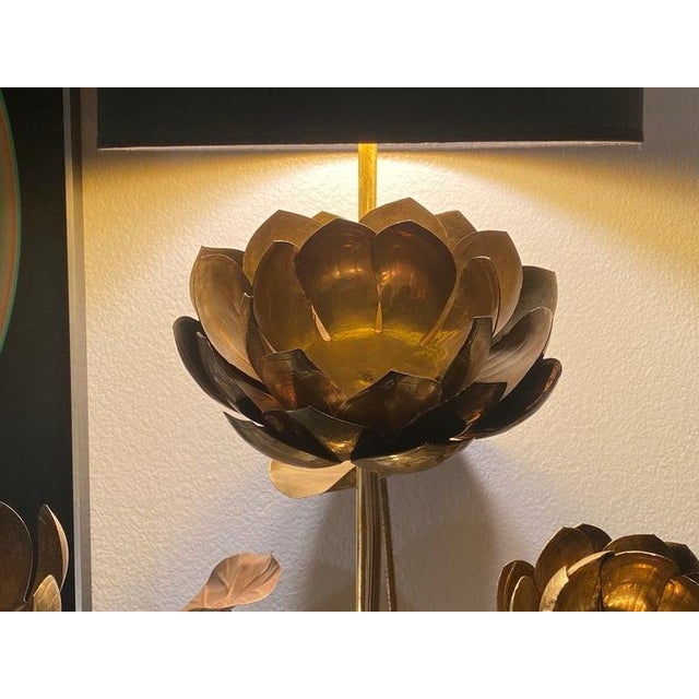 1960s Feldman Brass Lotus Flower Lamp For Sale - Image 11 of 11