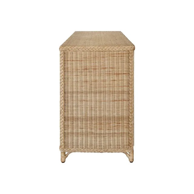 Wood Matthew Izzo Home Four Door Rattan Buffet Cabinet For Sale - Image 7 of 7