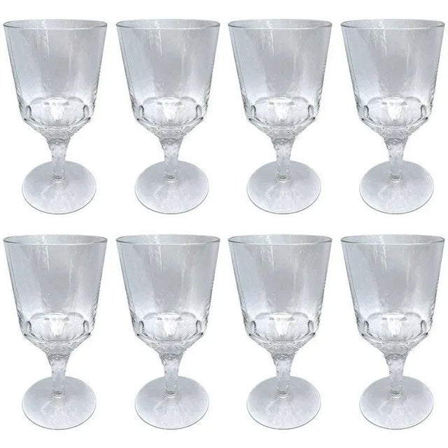 Transparent Set of Eight Hand-Blown Crystal Wine Glasses For Sale - Image 8 of 8