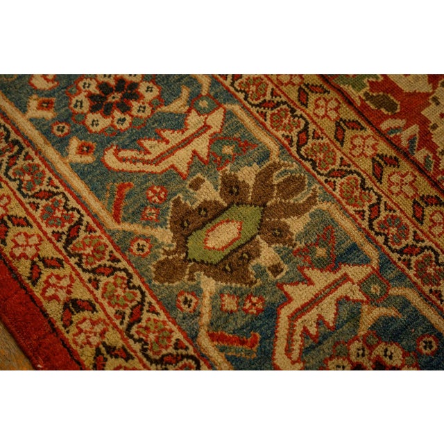 1890s Red Rust Field Geometric Antique Persian Sultanabad Knotted Gallery Rug For Sale - Image 4 of 7