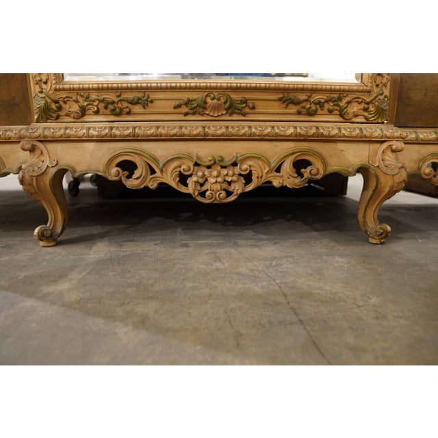 Wood Antique French Rococo Revival Triple Wardrobe Armoire For Sale - Image 7 of 14