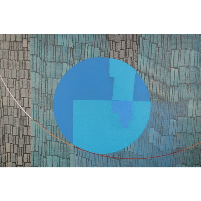 Cornflower Blue 1980s Eric Ernst Better to Say Goodnight Acrylic Painting For Sale - Image 8 of 12