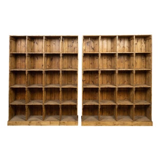 Vintage Raw Wood Pine Storage or Display Cabinets with Cubby Holes, Sold Each For Sale