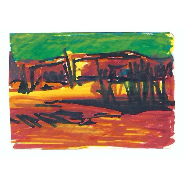 Landscape painting on paper by Robert Henry Angeloch (1922-2011). Estate stamp on the back. Bob Angeloch was born in...
