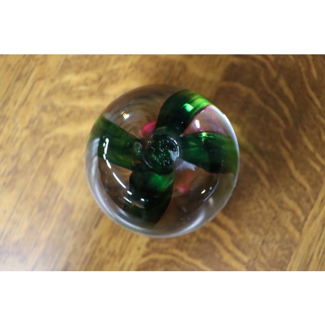 Traditional Art Glass Pink Rose Paperweight For Sale - Image 3 of 7