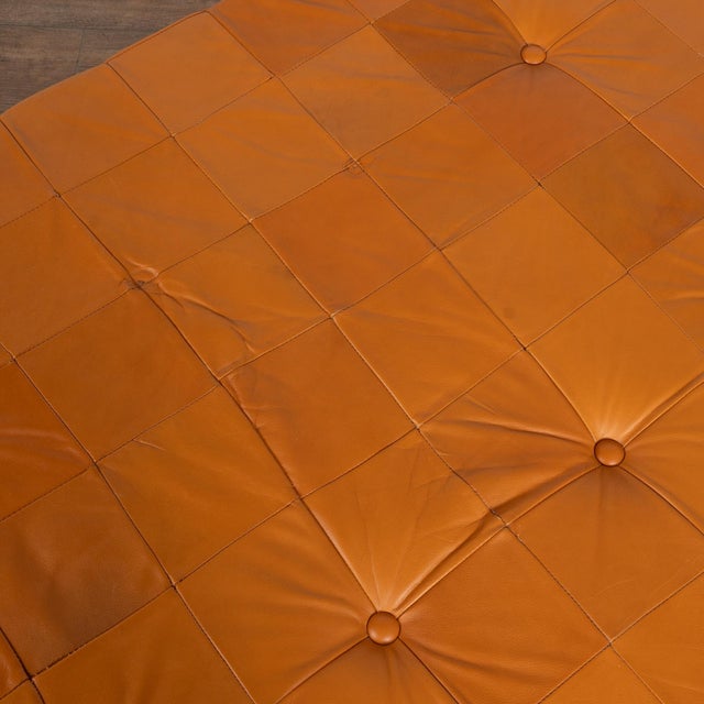 Camel Mid Century Leather Day Bed Large Ottoman, Denmark Circa 1980 For Sale - Image 8 of 10