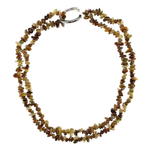 Infinity Necklace of Highly Polished Green Garnet Chips