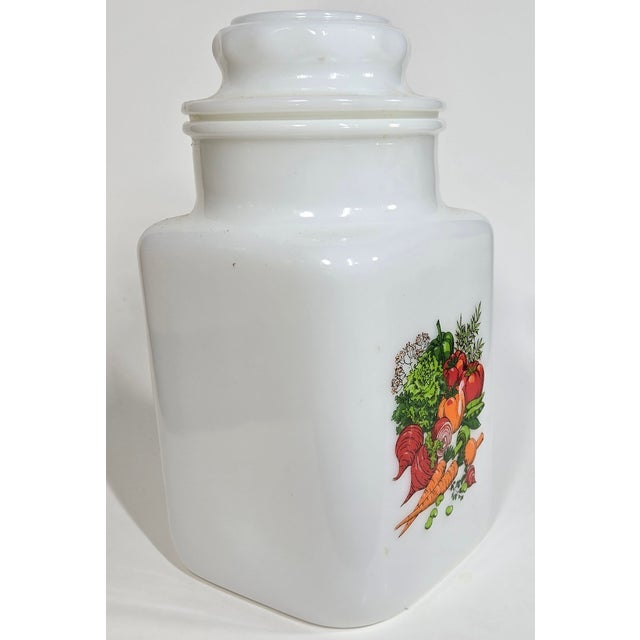 Harvest Milk Glass Canister For Sale - Image 9 of 10