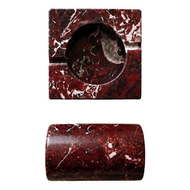 Brutalist Marble Ashtray and Cigar Holder, 1980s, Set of 2 For Sale