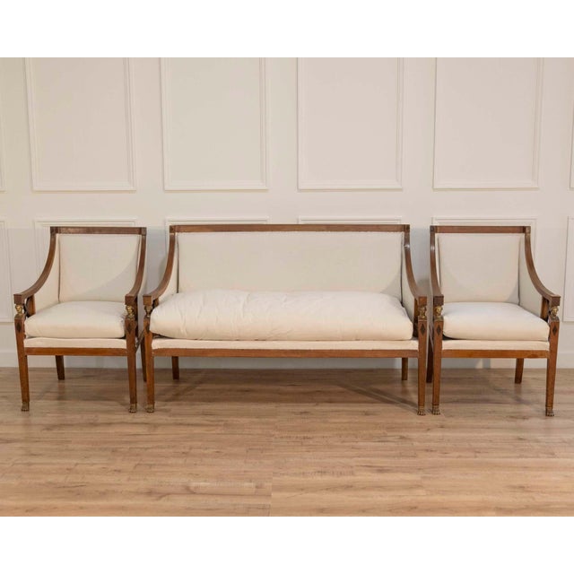19th Century 19th Century Swedish Salon Suite with Sofa and Pair of Armchairs For Sale - Image 5 of 15