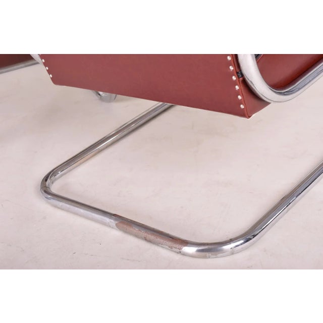 Burgundy Tubular Armchairs, 1930s, Set of 2 For Sale - Image 9 of 10