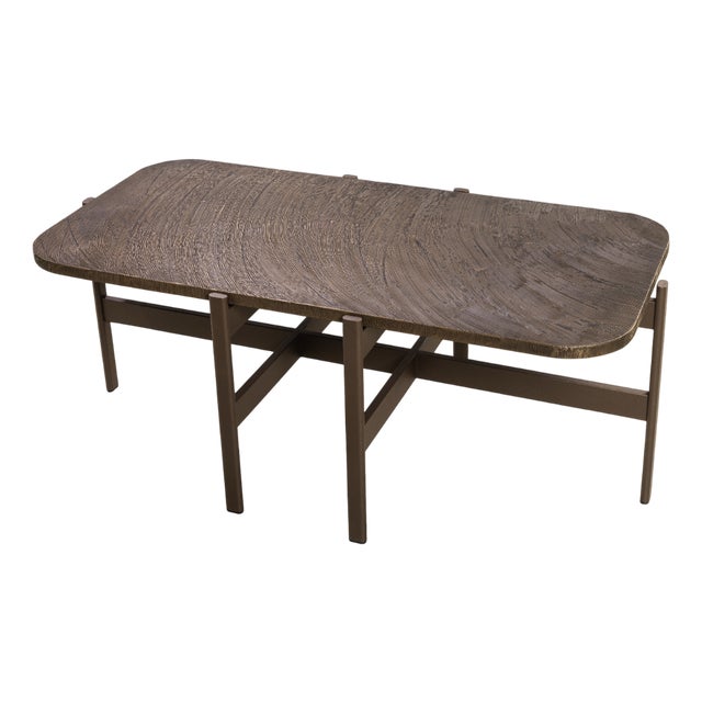 Niteroi Low Table with Metal Vucetich Top by Fabian Pellegrinet Conte For Sale
