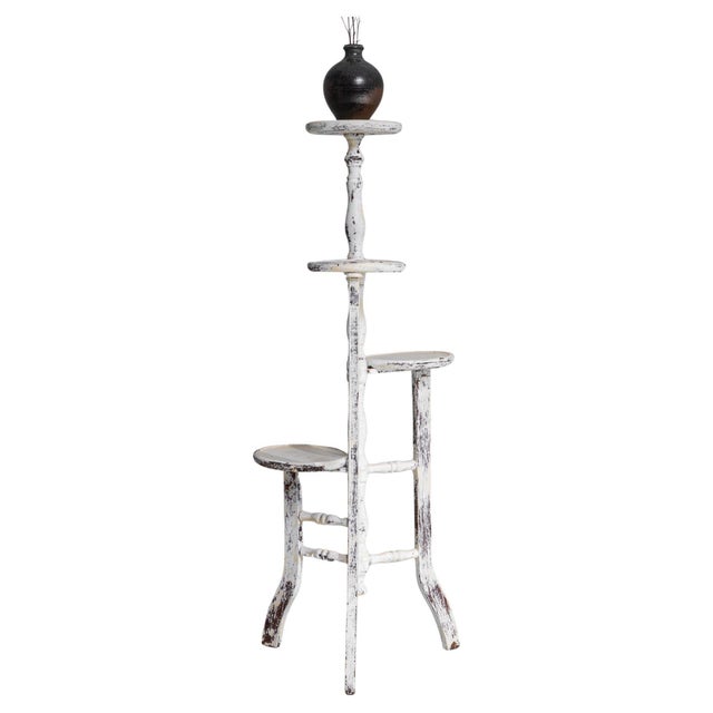 1950s French White Patinated Plant Stand For Sale - Image 9 of 18
