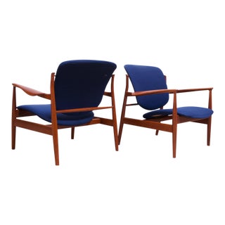 Finn Juhl Teak Lounge Chairs Model Fd-136 for France & Daverkosen For Sale