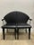 Chic Modern set of four Italian leather Dining chairs. Super cool looking sleek black finish. Attribute of Italian...