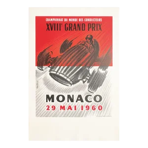 1960 Moncao Grand Prix Automobile Poster Reissue