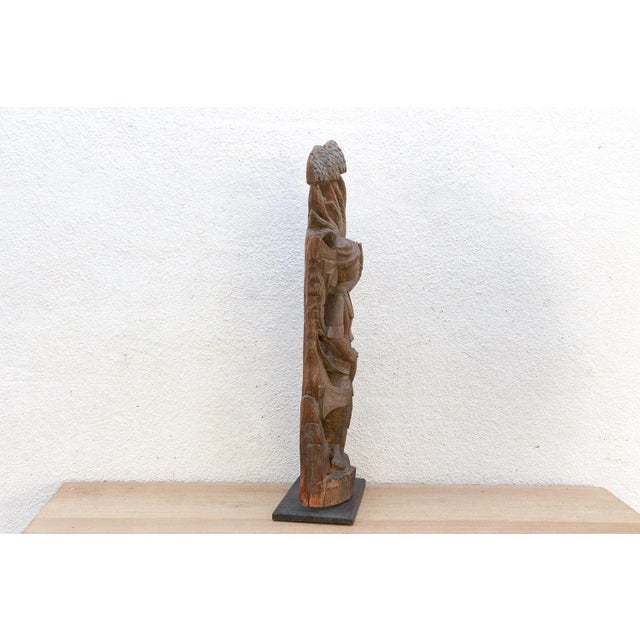 Brown The Forest Dancer Antique Southeast Asian Wood Carving For Sale - Image 8 of 10
