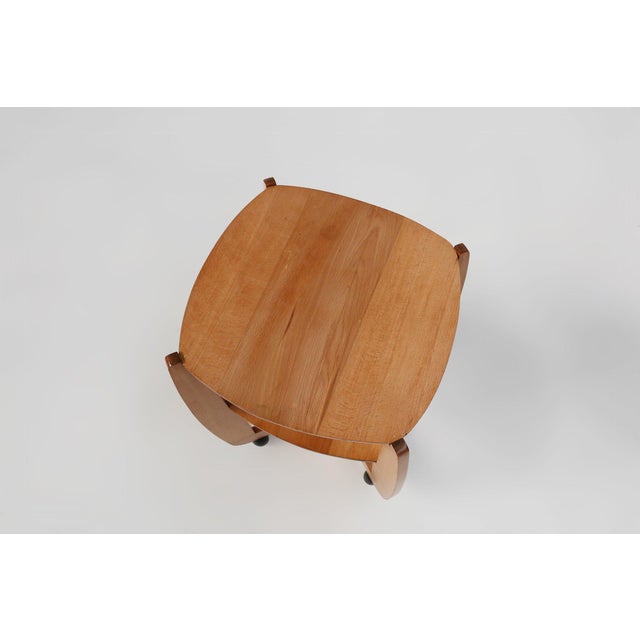 Wood Amsterdam School Beech Wooden Side Table, the Netherlands, 1920s For Sale - Image 7 of 13