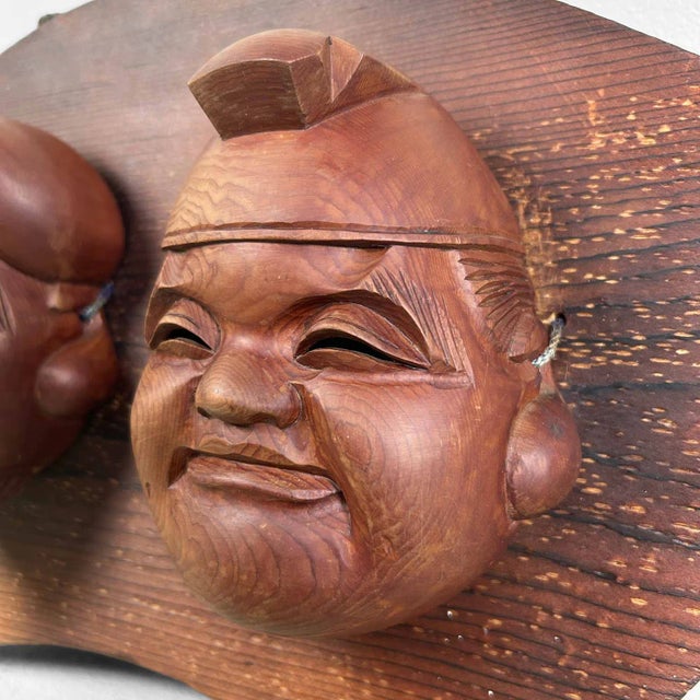 Mid-Century Modern Wooden Display of Gods Ebisu and Daikoku, Japan, 1920s For Sale - Image 3 of 11