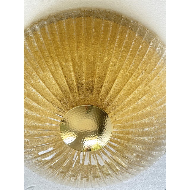 Mid-Century Modern Venetian Lens Amber “Graniglia” Murano Glass Flush Mount For Sale - Image 3 of 6