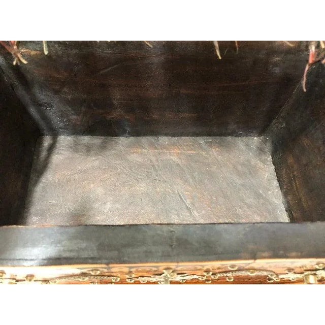 Metal Tribal Orange Resin Jewelry Chest or Box With Brass Inlay For Sale - Image 7 of 11