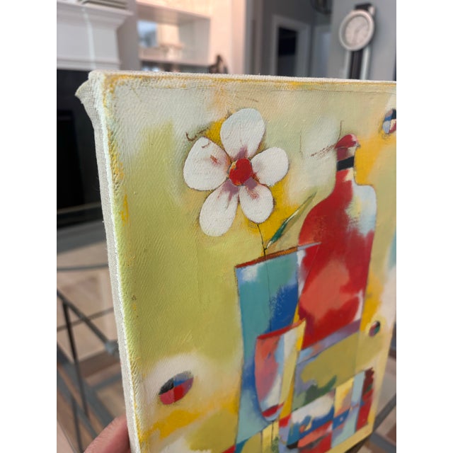 Modernist Original Painting “Still Life With Bottle & Flower”, Signed “Likhovid,” 2003 For Sale In Providence - Image 6 of 9