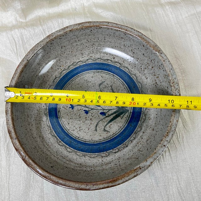Late 20th Century Handmade Studio Pottery Pie Dish With Cobalt Floral Motif For Sale - Image 10 of 12