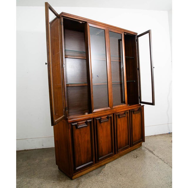 1960s Mid Century Modern China Cabinet Garrison Hutch Glass Display Danish Furniture M For Sale - Image 4 of 12