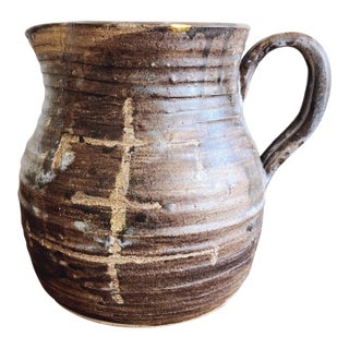 Vintage Kintsugi Repaired Stoneware Pottery Water Jug Pitcher For Sale