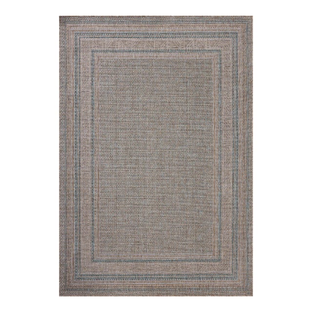 Amber Lewis x Loloi Topanga Natural / Teal 7'-10" x 10' Area Rug For Sale