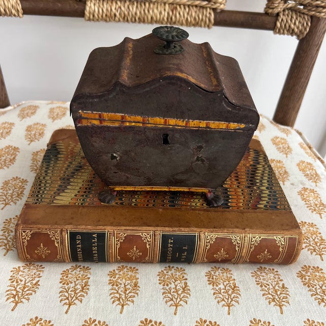 Antique Early 19th Century French Tole Sarcophagus Tea Caddy