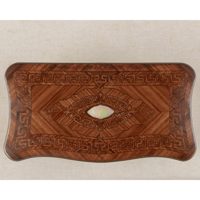French Napoleon III Marquetry Inlaid Serpentine Form Tea Caddy Circa 1880 For Sale - Image 11 of 13