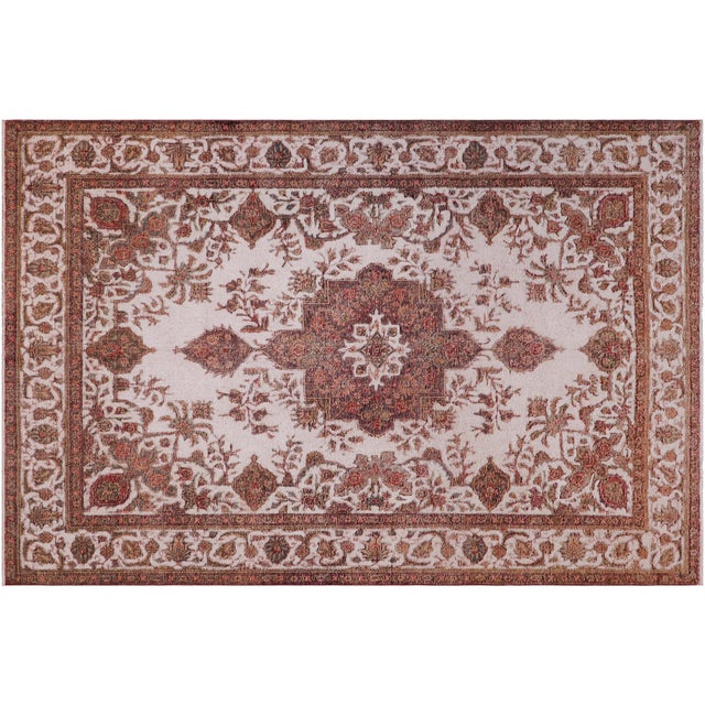 Beige Vintage Retro No Pile Beige/Red Wool Rug - 8'3'' X 11'1'' For Sale - Image 8 of 10