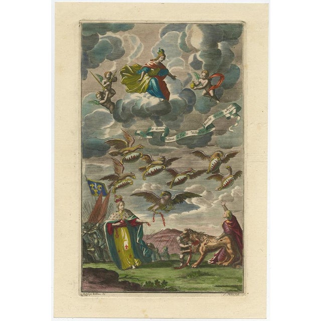 Müller, Allegory for Dutch Victory over France, Hand-Coloured Print, 1750 For Sale - Image 9 of 10