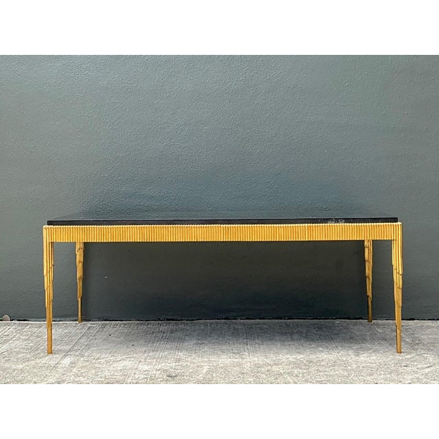 Mid-Century Modern Vintage Gilt Metal and Stone Cocktail Table For Sale - Image 3 of 10