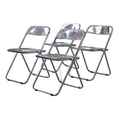 Plia Folding Chairs by Giancarlo Piretti for Castelli / Anonima Castelli, 1960s, Set of 4 For Sale